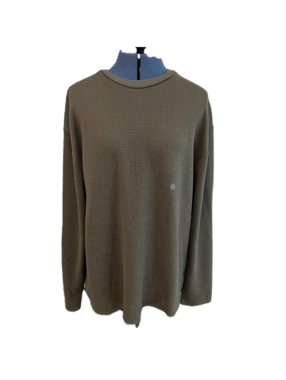 NWT Pacsun Brown Solid Raw Hem Waffle Knit Long Sleeve Shirt Large $39.95